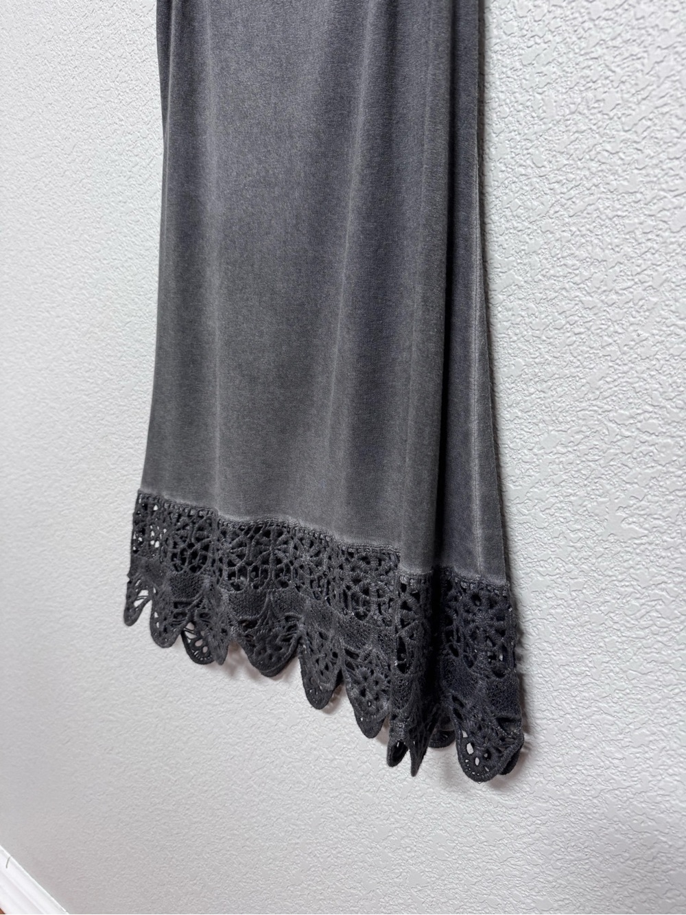Washed Grey Crochet Lace Mini Slip Dress/Tank Extender Women’s S Grunge - Picture 6 of 6